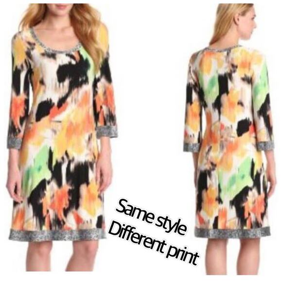 Calvin Klein Peach Swirl Abstract Print Colorful Shift Dress Women Sz 6 - Picture 4 of 14
